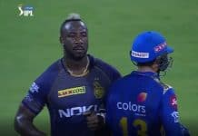 WATCH: Andre Russell bumps into Quinton De Kock !