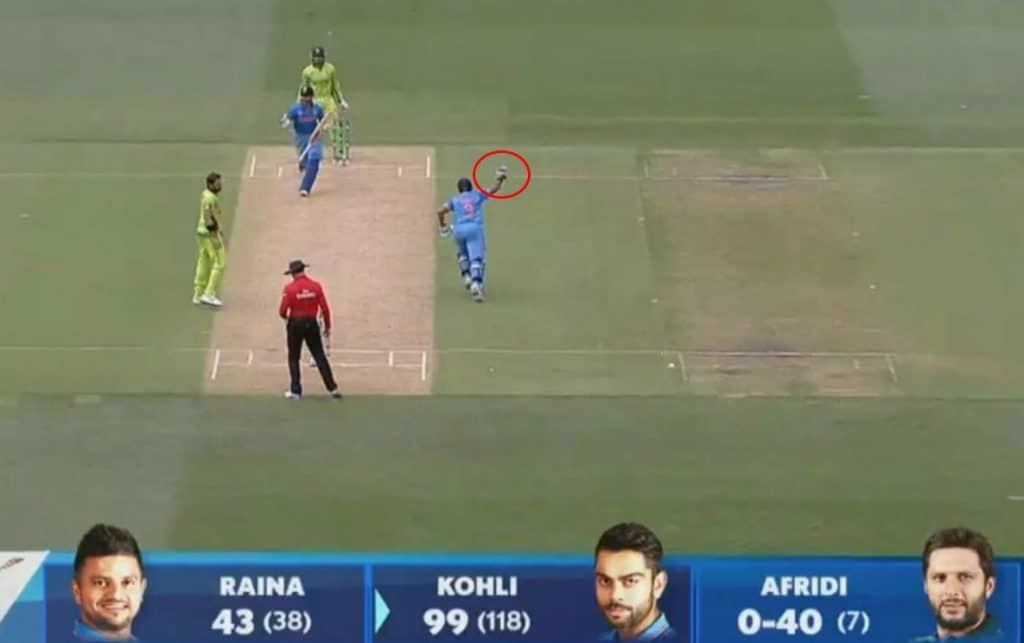 Suresh Raina Celebrating Kohli's century.