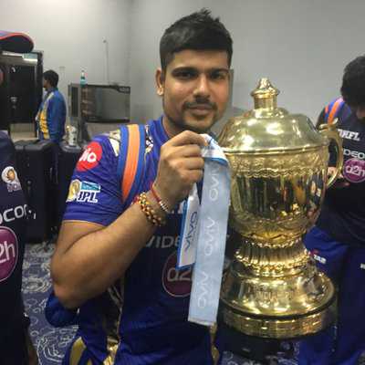 Karn Sharma with IPL trophy