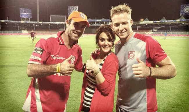 Glenn Maxwell, Preity Zinta and David Miller