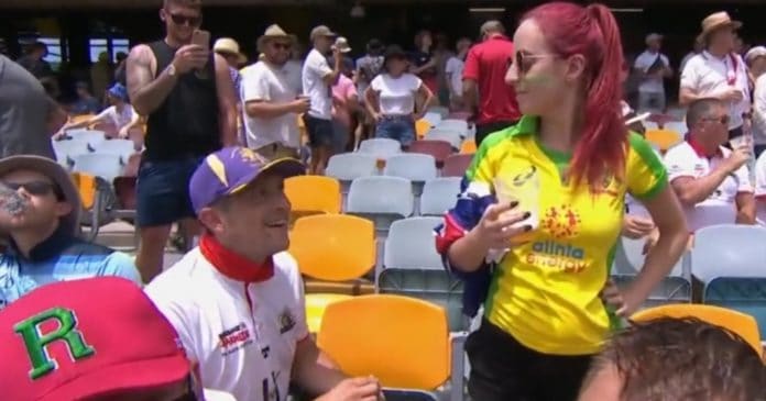 England fan proposes Aussie Girlfriend