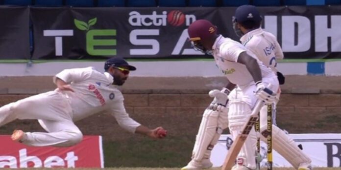 Watch_ Ajinkya Rahane pulled off the Catch of the Series to dismiss Jermaine Blackwood at first slip on Day 3 in 2nd Test